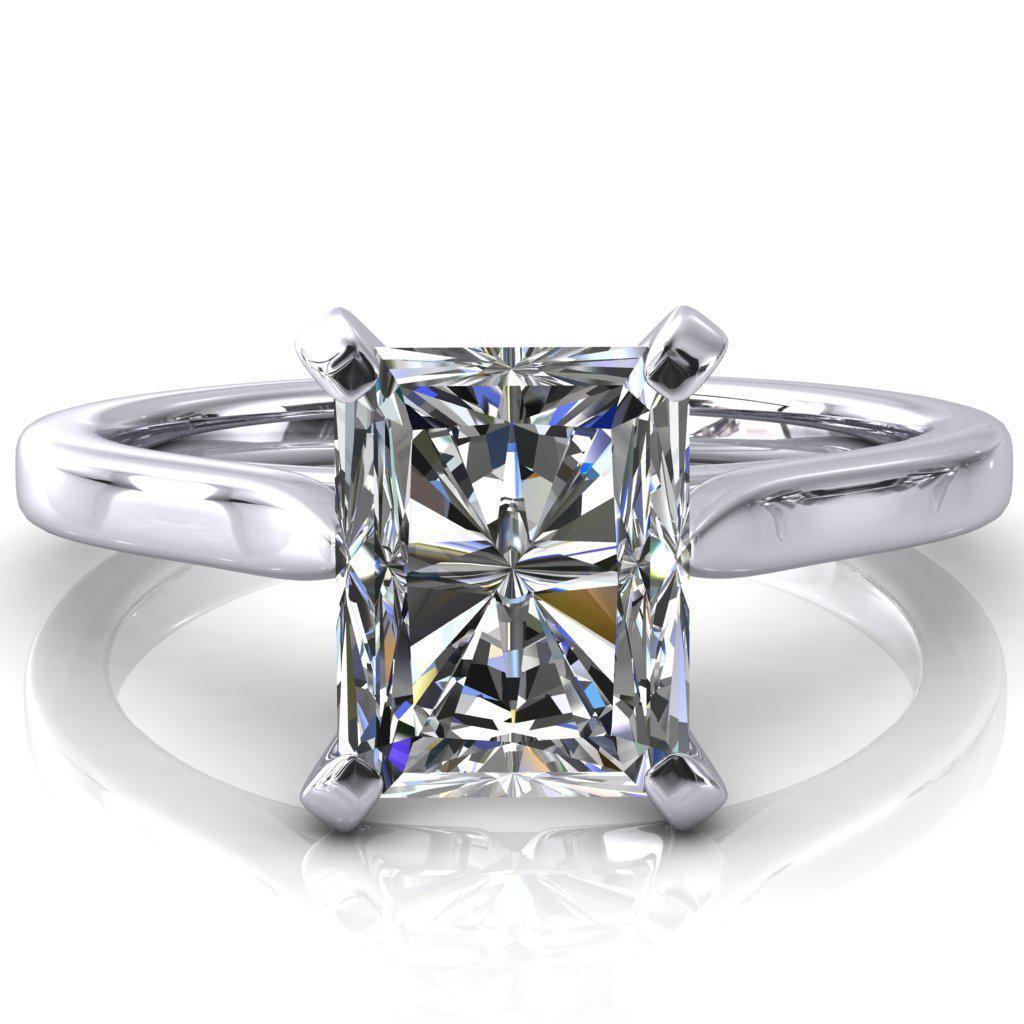 Darci Radiant Moissanite 4 Prong Cathedral Solitaire Engagement Ring-FIRE & BRILLIANCE