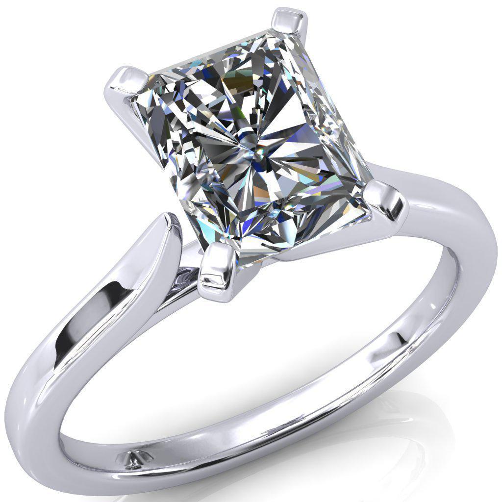 Darci Radiant Moissanite 4 Prong Cathedral Solitaire Engagement Ring-FIRE & BRILLIANCE