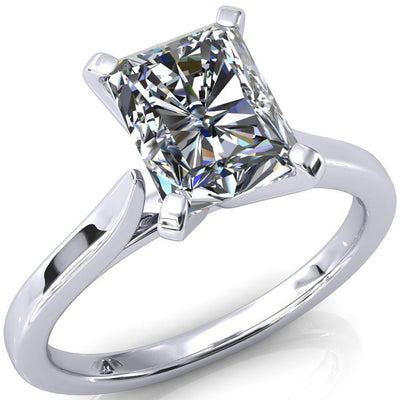 Darci Radiant Moissanite 4 Prong Cathedral Solitaire Engagement Ring-FIRE & BRILLIANCE