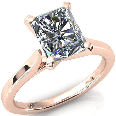 Darci Radiant Moissanite 4 Prong Cathedral Solitaire Engagement Ring-FIRE & BRILLIANCE