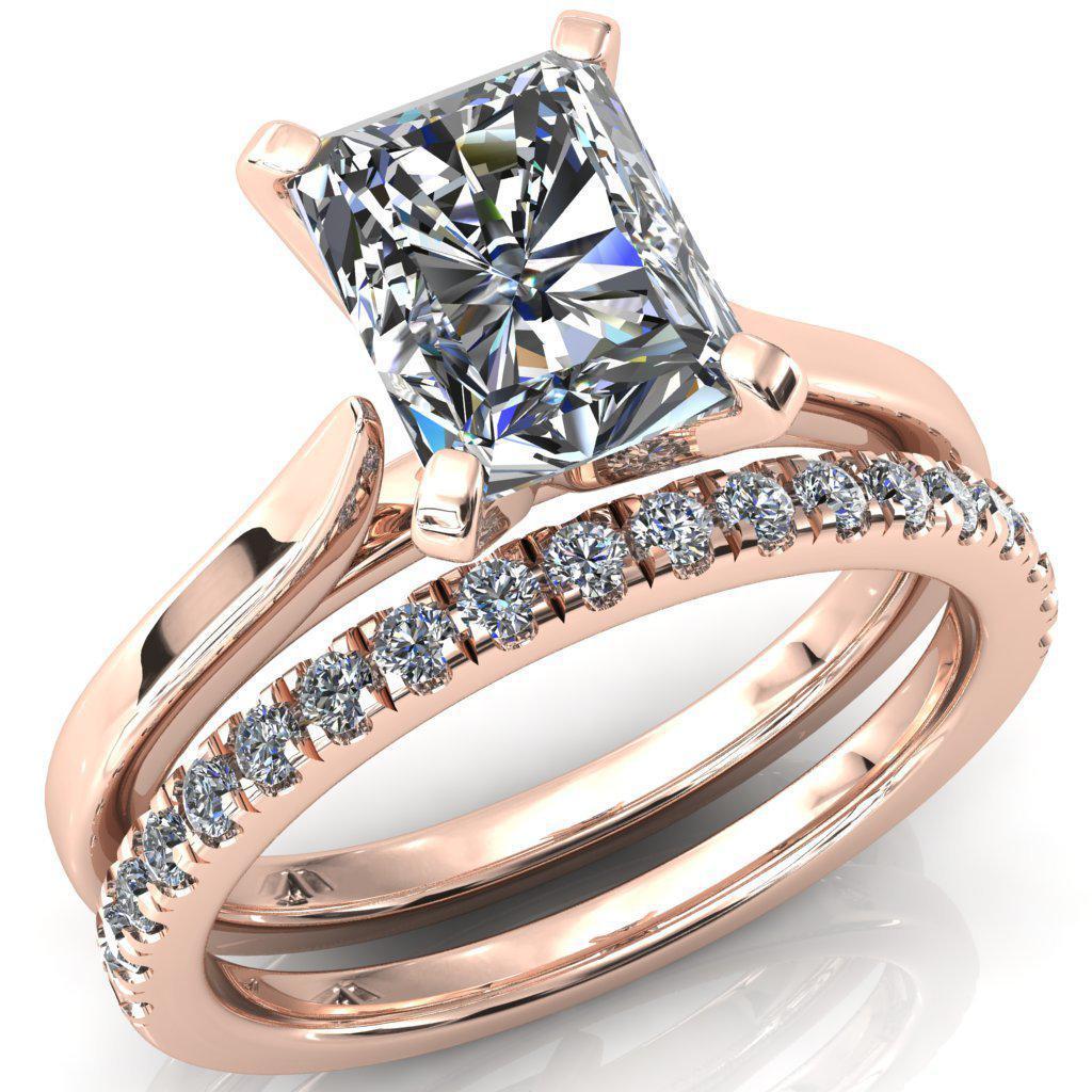 Darci Radiant Moissanite 4 Prong Cathedral Solitaire Engagement Ring-FIRE & BRILLIANCE