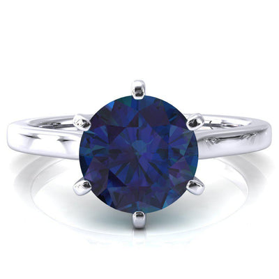 Darci Round Alexandrite 6 Claw Prong Cathedral Solitaire Engagement Ring-FIRE & BRILLIANCE