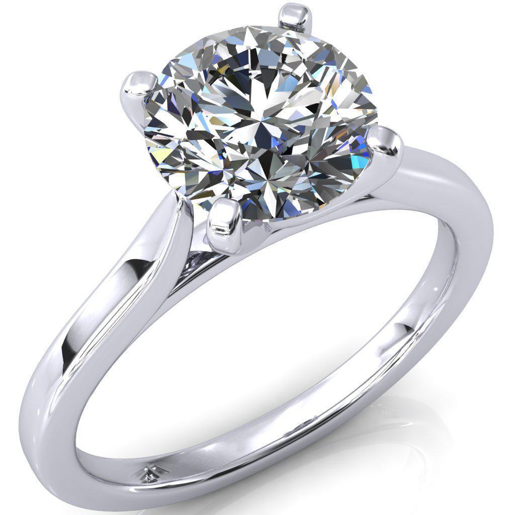 Darci Round Moissanite 4 Prong Cathedral Solitaire Engagement Ring-FIRE & BRILLIANCE