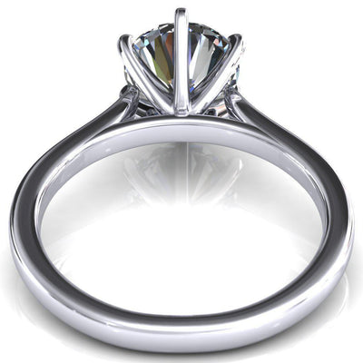 Darci Round Moissanite 6 Prong Cathedral Solitaire Engagement Ring-Custom-Made Jewelry-Fire & Brilliance ®