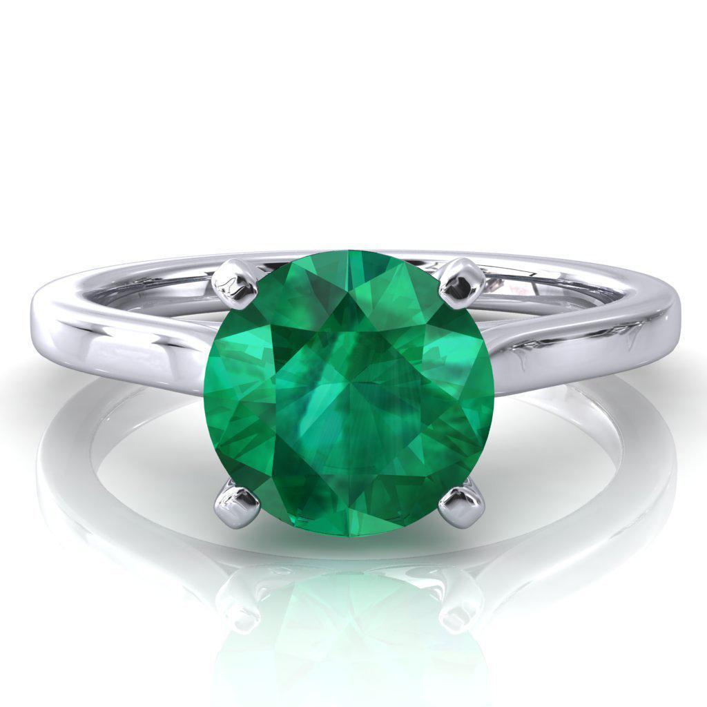 Darci Round Emerald 4 Prong Cathedral Solitaire Engagement Ring-FIRE & BRILLIANCE