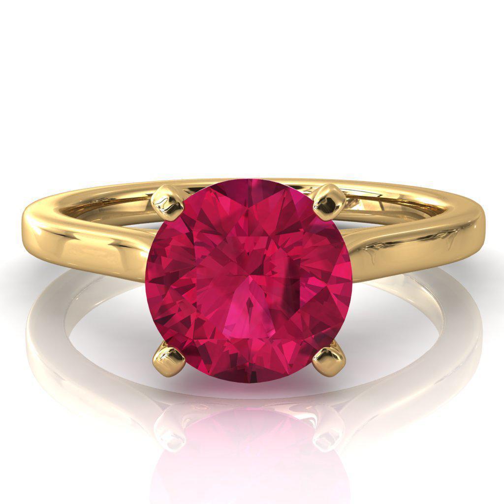 Darci Round Ruby 4 Prong Cathedral Solitaire Engagement Ring-FIRE & BRILLIANCE