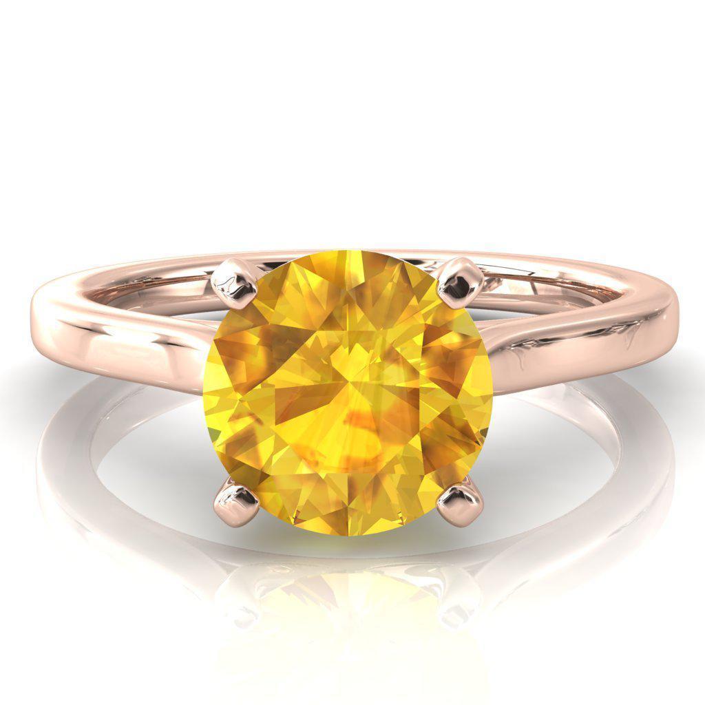 Darci Round Yellow Sapphire 4 Prong Cathedral Solitaire Engagement Ring-FIRE & BRILLIANCE