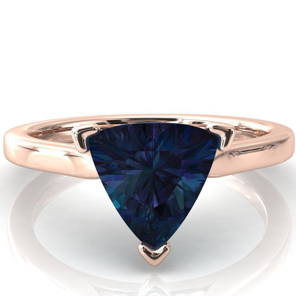 Darci Trillion Alexandrite 3 Prong Cathedral Solitaire Engagement Ring-FIRE & BRILLIANCE