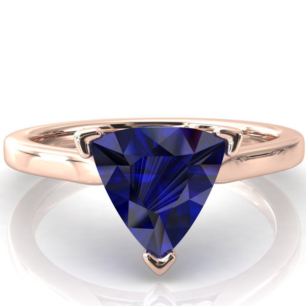 Darci Trillion Blue Sapphire 3 Prong Cathedral Solitaire Engagement Ring-FIRE & BRILLIANCE