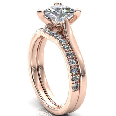 Darci Trillion Moissanite 3 Prong Cathedral Solitaire Engagement Ring-FIRE & BRILLIANCE