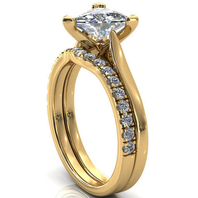 Darci Trillion Moissanite 3 Prong Cathedral Solitaire Engagement Ring-FIRE & BRILLIANCE