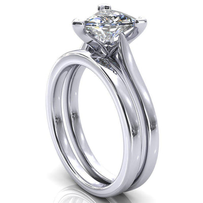 Darci Trillion Moissanite 3 Prong Cathedral Solitaire Engagement Ring-FIRE & BRILLIANCE