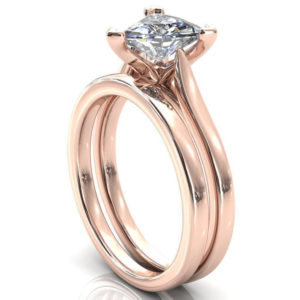 Darci Trillion Moissanite 3 Prong Cathedral Solitaire Engagement Ring-FIRE & BRILLIANCE