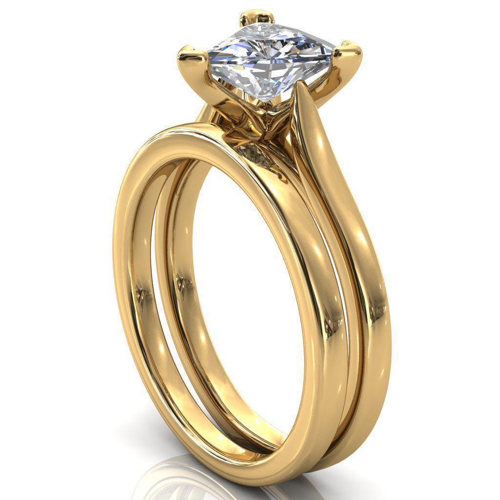 Darci Trillion Moissanite 3 Prong Cathedral Solitaire Engagement Ring-FIRE & BRILLIANCE