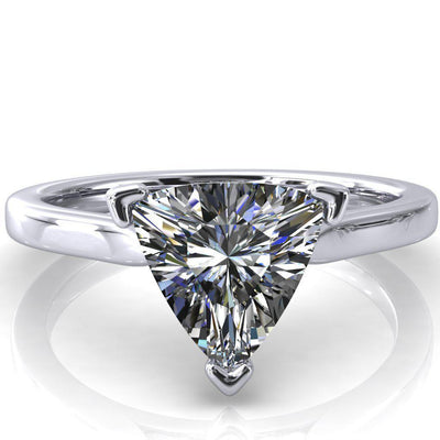 Darci Trillion Moissanite 3 Prong Cathedral Solitaire Engagement Ring-FIRE & BRILLIANCE