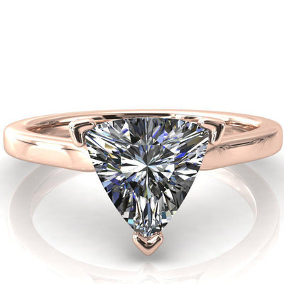 Darci Trillion Moissanite 3 Prong Cathedral Solitaire Engagement Ring-FIRE & BRILLIANCE