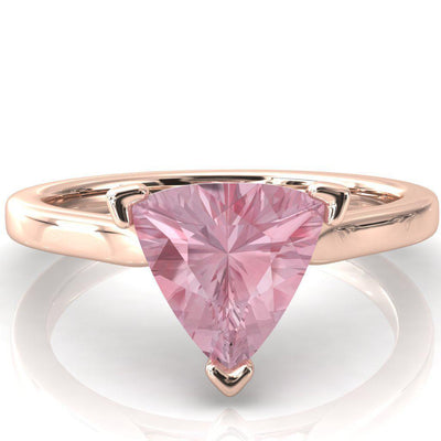 Darci Trillion Pink Sapphire 3 Prong Cathedral Solitaire Engagement Ring-FIRE & BRILLIANCE