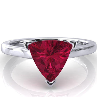 Darci Trillion Ruby 3 Prong Cathedral Solitaire Engagement Ring-FIRE & BRILLIANCE