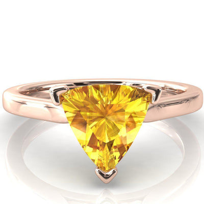 Darci Trillion Yellow Sapphire 3 Prong Cathedral Solitaire Engagement Ring-FIRE & BRILLIANCE