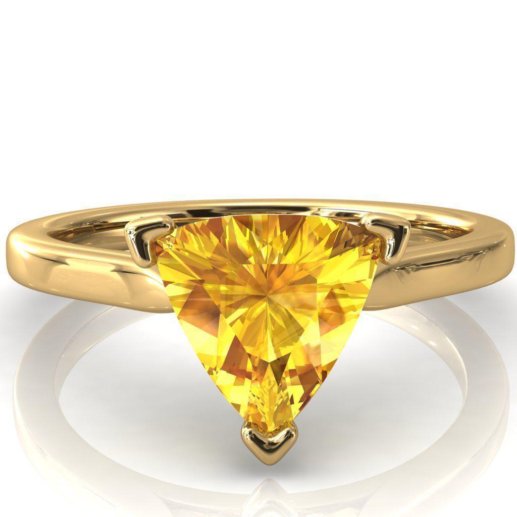 Darci Trillion Yellow Sapphire 3 Prong Cathedral Solitaire Engagement Ring-FIRE & BRILLIANCE