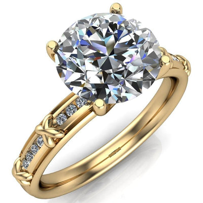 Daria Round Moissanite Channel Diamond Setting 4 Prong Ring-Custom-Made Jewelry-Fire & Brilliance ®