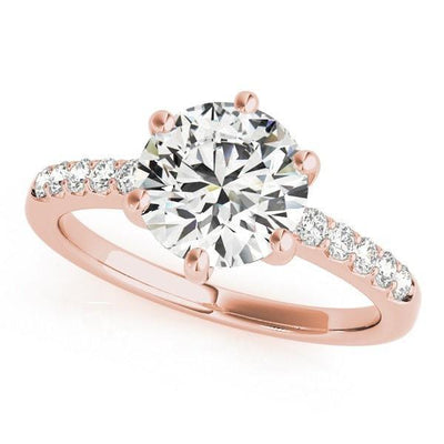 Davonne Round Moissanite Diamond Gallery 6 Prongs V-Shape Scalloped Sides Ring-Custom-Made Jewelry-Fire & Brilliance ®