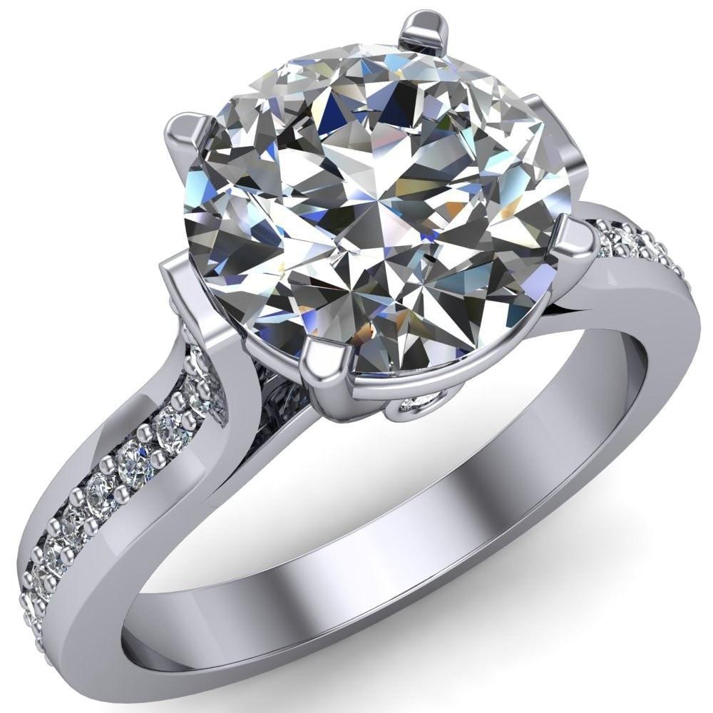 Davy Round Moissanite Cathedral Engagement Ring-Custom-Made Jewelry-Fire & Brilliance ®
