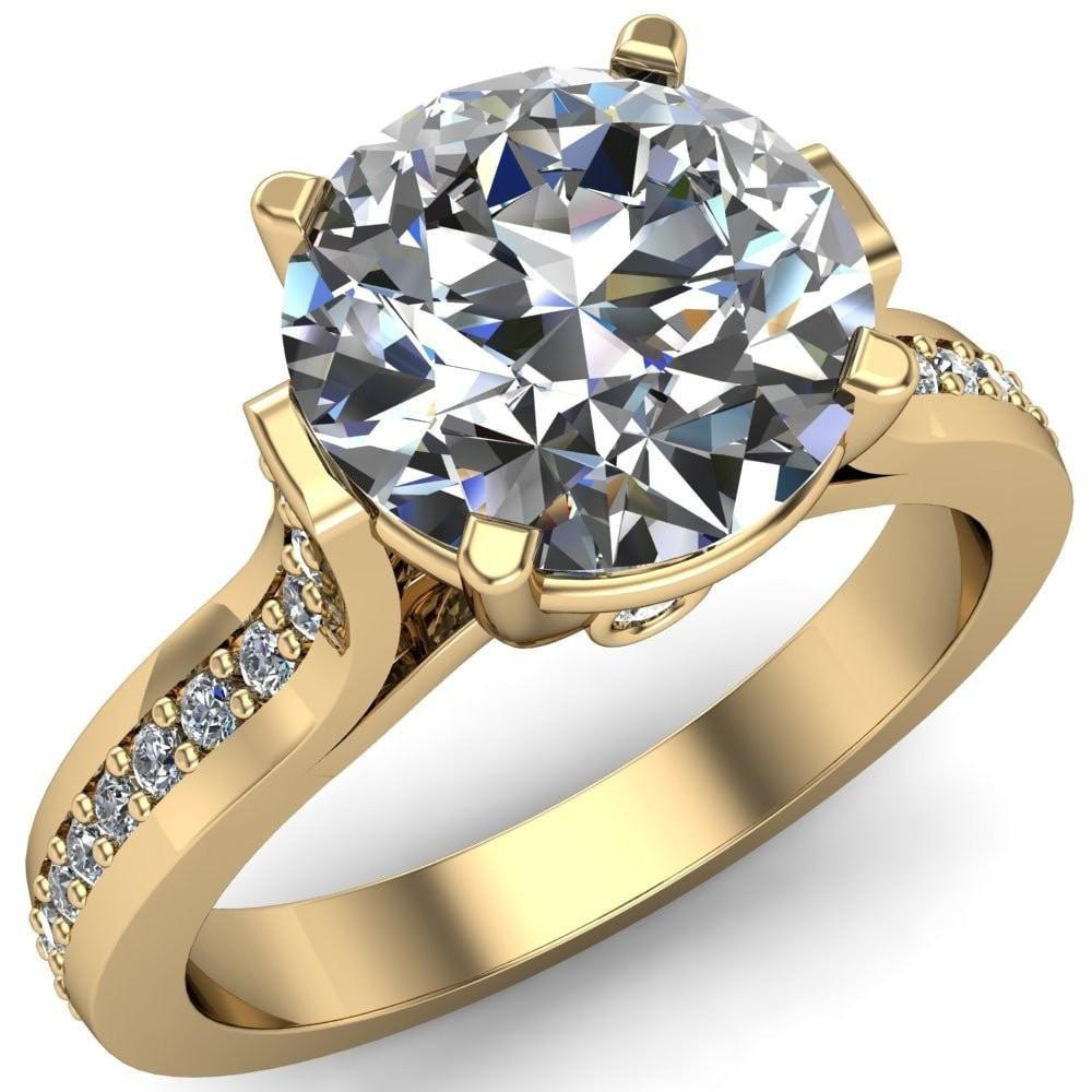 Davy Round Moissanite Cathedral Engagement Ring-Custom-Made Jewelry-Fire & Brilliance ®