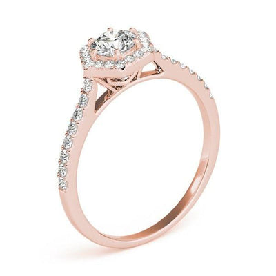 Debbie Round Moissanite Hexagon Halo Engagement Ring-Custom-Made Jewelry-Fire & Brilliance ®