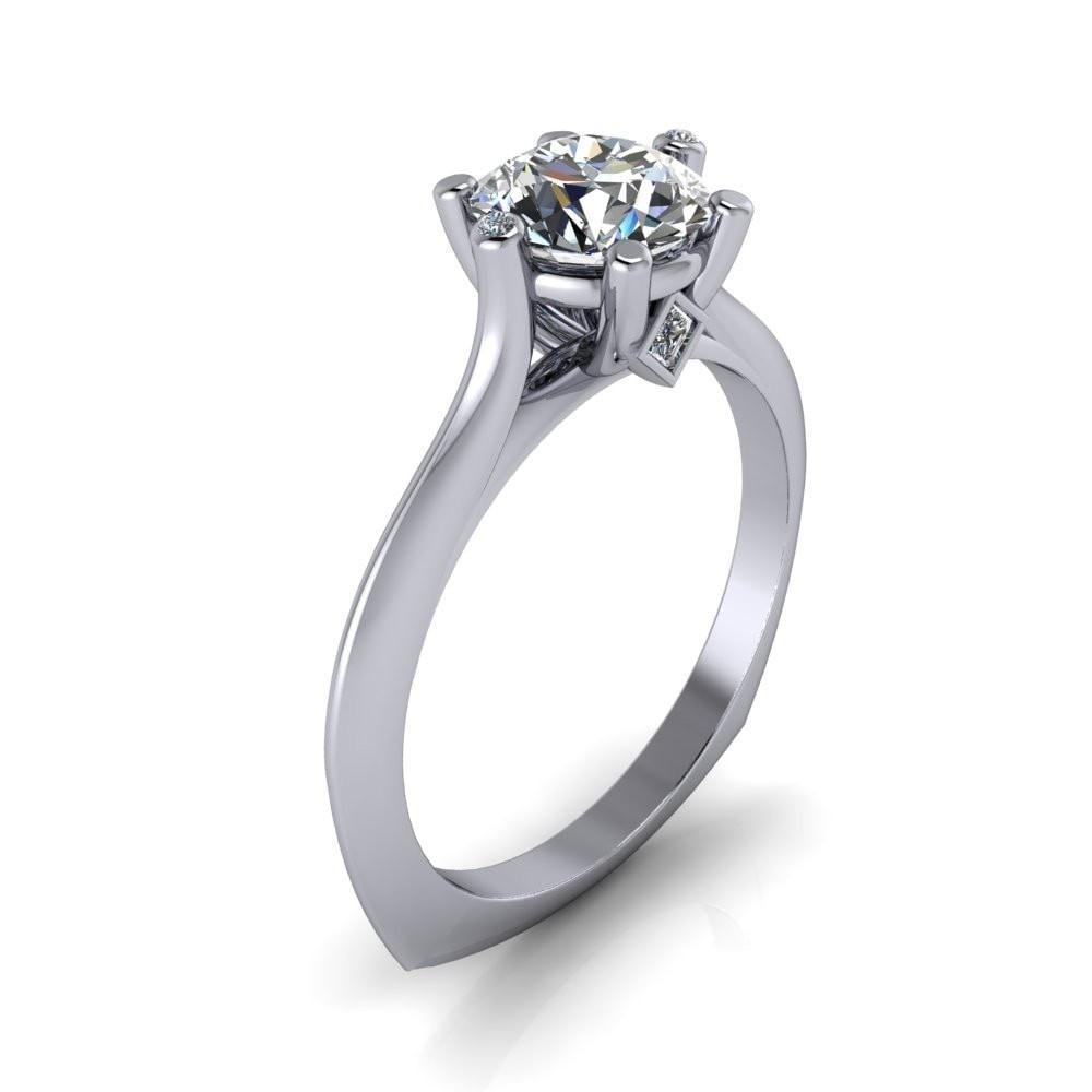 Deity Round Moissanite 4 Prong Cathedral Ring-Custom-Made Jewelry-Fire & Brilliance ®