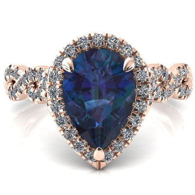 Delaney Pear Alexandrite Halo Diamond 3/4 Infinity Eternity Ring-FIRE & BRILLIANCE