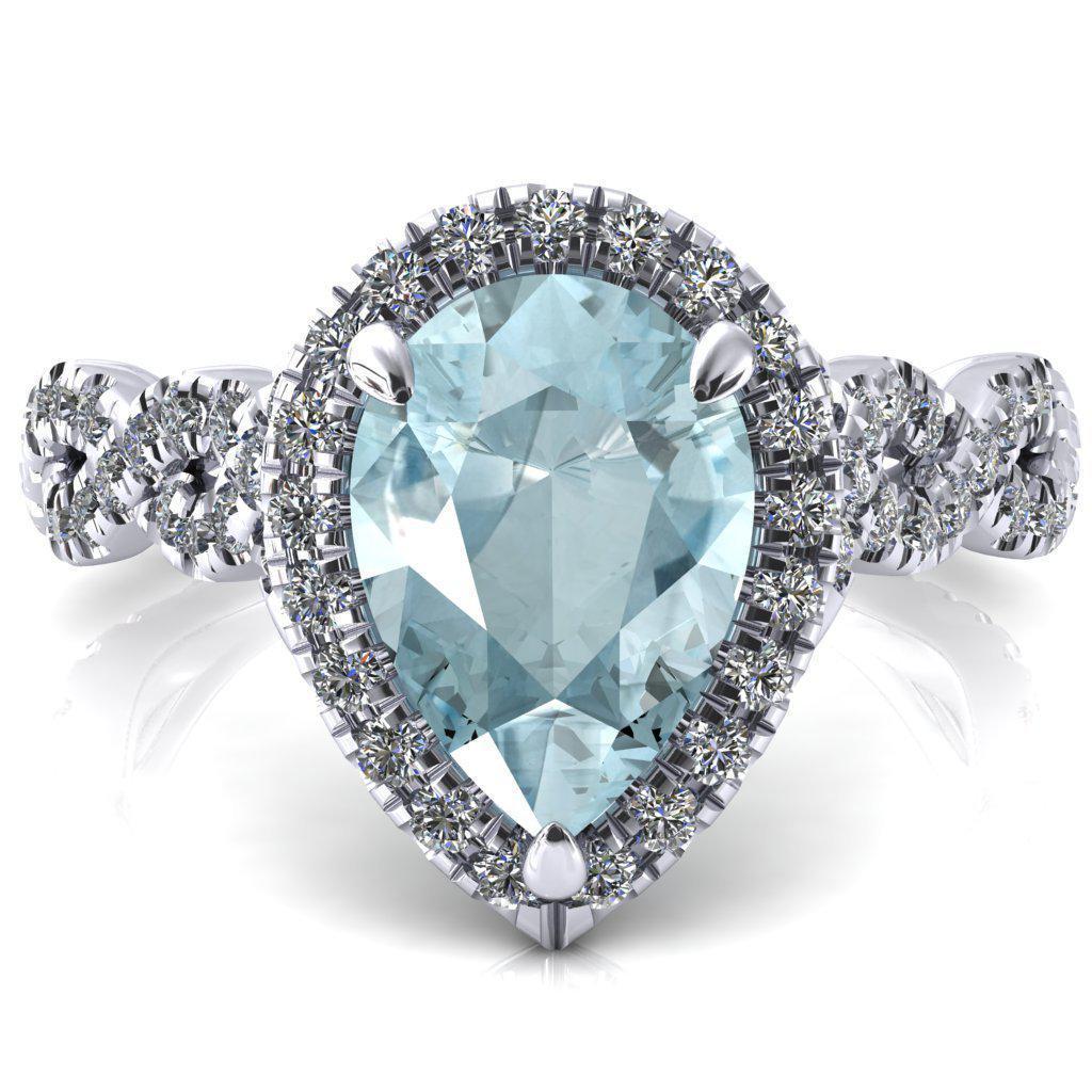 Delaney Pear Aqua Blue Spinel Halo Diamond 3/4 Infinity Eternity Ring-FIRE & BRILLIANCE