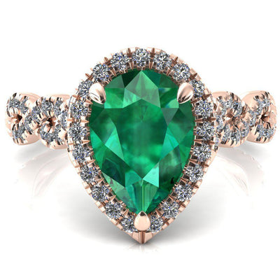 Delaney Pear Emerald Halo Diamond 3/4 Infinity Eternity Ring-FIRE & BRILLIANCE