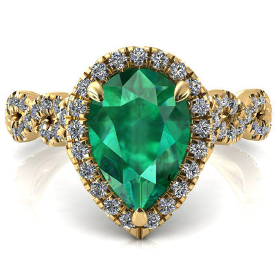 Delaney Pear Emerald Halo Diamond 3/4 Infinity Eternity Ring-FIRE & BRILLIANCE