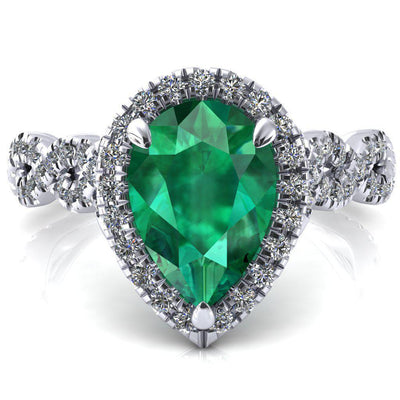 Delaney Pear Emerald Halo Diamond 3/4 Infinity Eternity Ring-FIRE & BRILLIANCE