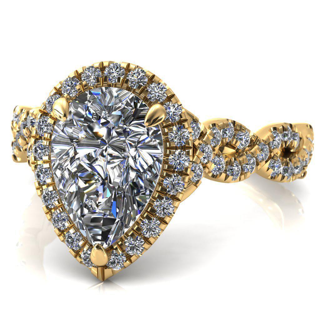 Delaney Pear Moissanite Halo Diamond 3/4 Infinity Eternity Ring-Custom-Made Jewelry-Fire & Brilliance ®