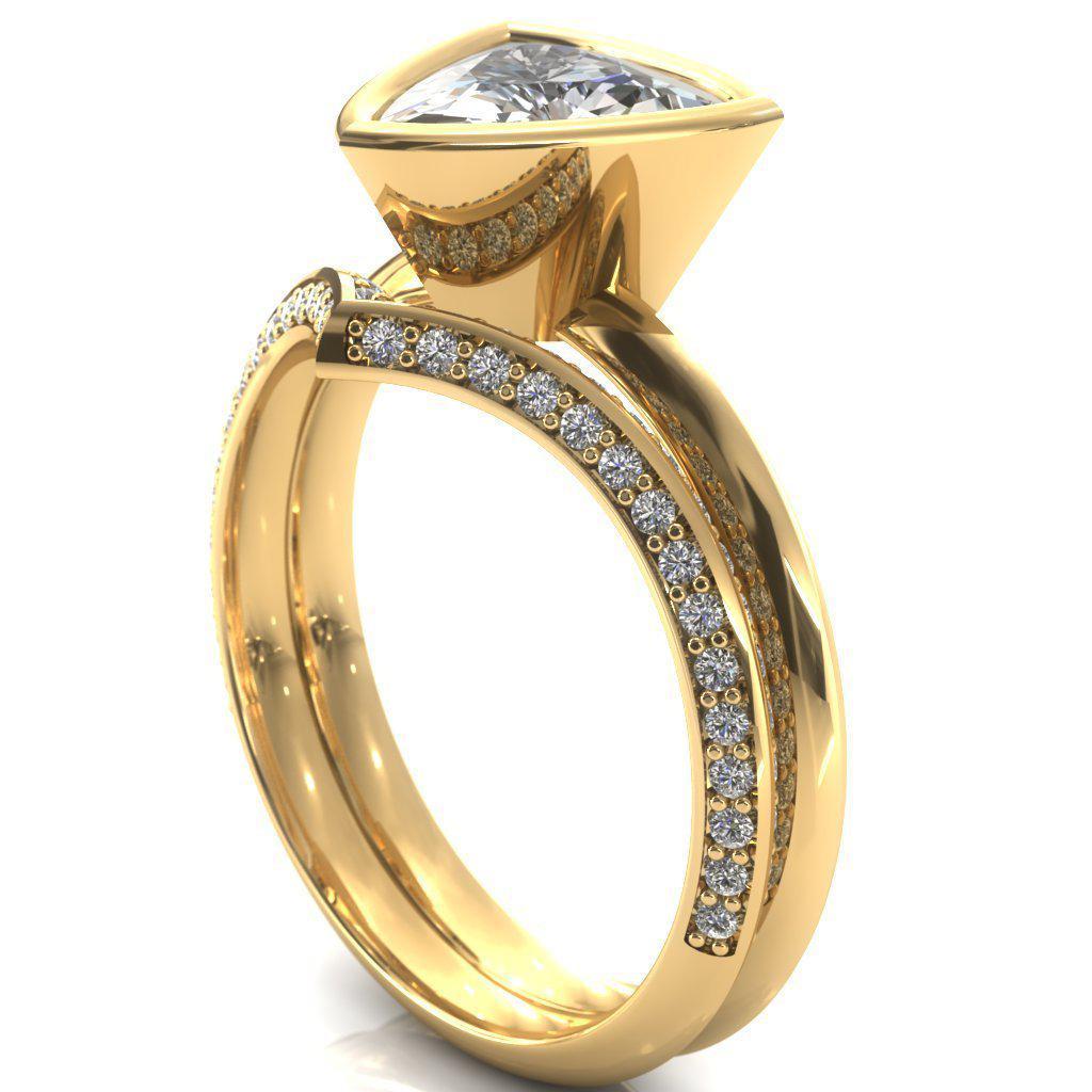 Denice Trillion Moissanite Bezel Head Knife Shank Ring-Custom-Made Jewelry-Fire & Brilliance ®