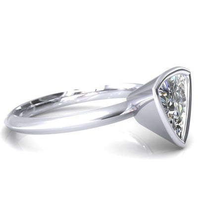 Denice Trillion Moissanite Bezel Head Knife Shank Ring-Custom-Made Jewelry-Fire & Brilliance ®