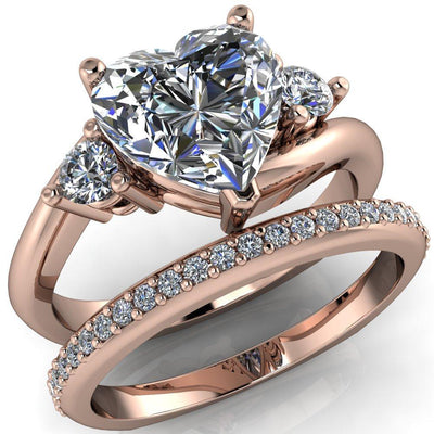 Denise Heart Moissanite Bypass Shank Diamond Ring-Custom-Made Jewelry-Fire & Brilliance ®