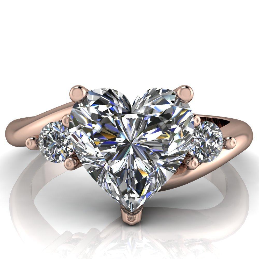 Denise Heart Moissanite Bypass Shank Diamond Ring-Custom-Made Jewelry-Fire & Brilliance ®