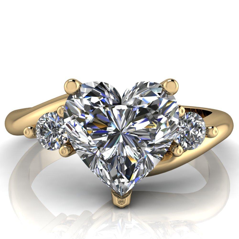 Denise Heart Moissanite Bypass Shank Diamond Ring-Custom-Made Jewelry-Fire & Brilliance ®