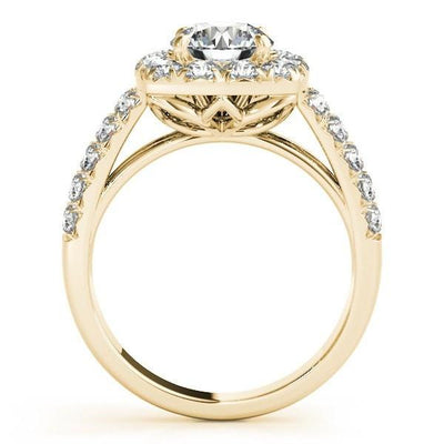 Desire Round Moissanite Double Diamond Side Halo Engagement Ring-Custom-Made Jewelry-Fire & Brilliance ®