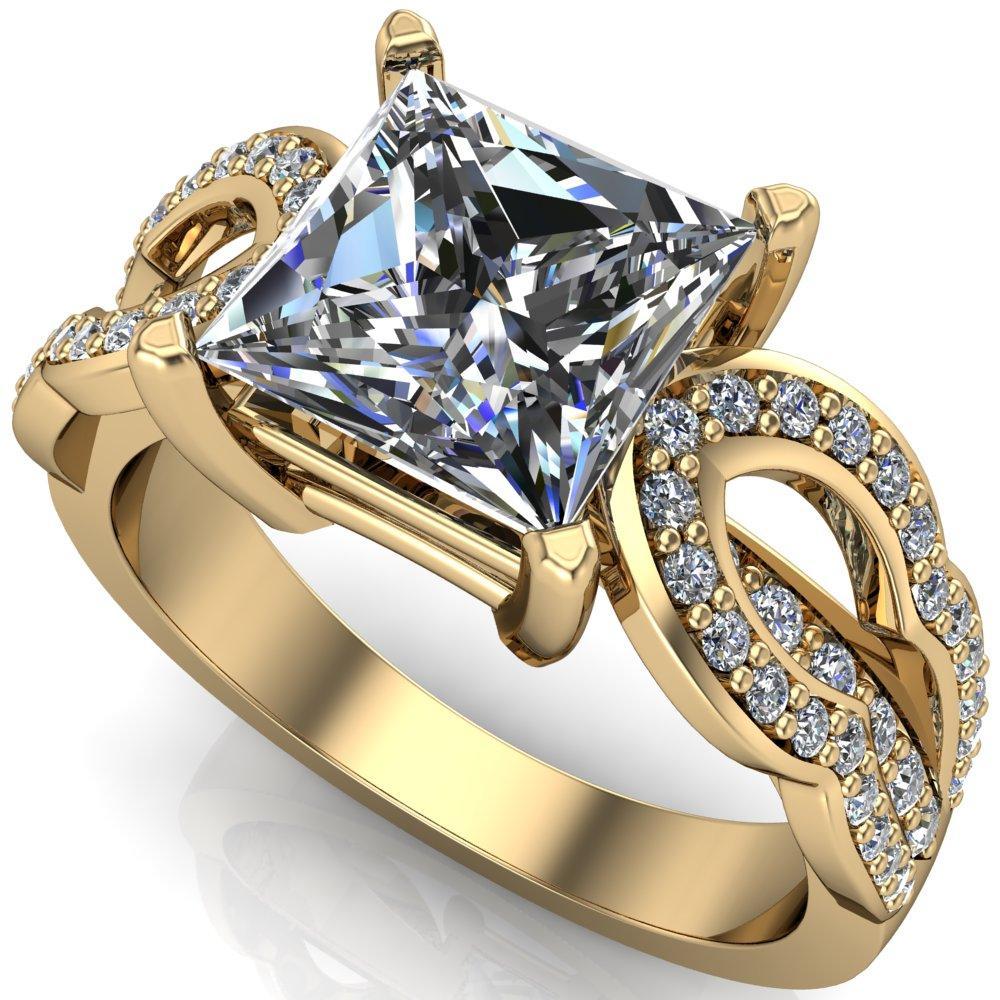 Desma Princess/Square Moissanite Split Arc Shank Diamond Engagement Ring-Custom-Made Jewelry-Fire & Brilliance ®