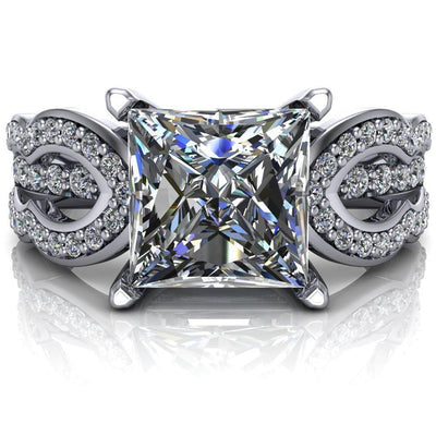 Desma Princess/Square Moissanite Split Arc Shank Diamond Engagement Ring-Custom-Made Jewelry-Fire & Brilliance ®
