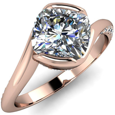 Dietrich Cushion Moissanite Bypass Side Shank Diamonds Engagement Ring-Custom-Made Jewelry-Fire & Brilliance ®