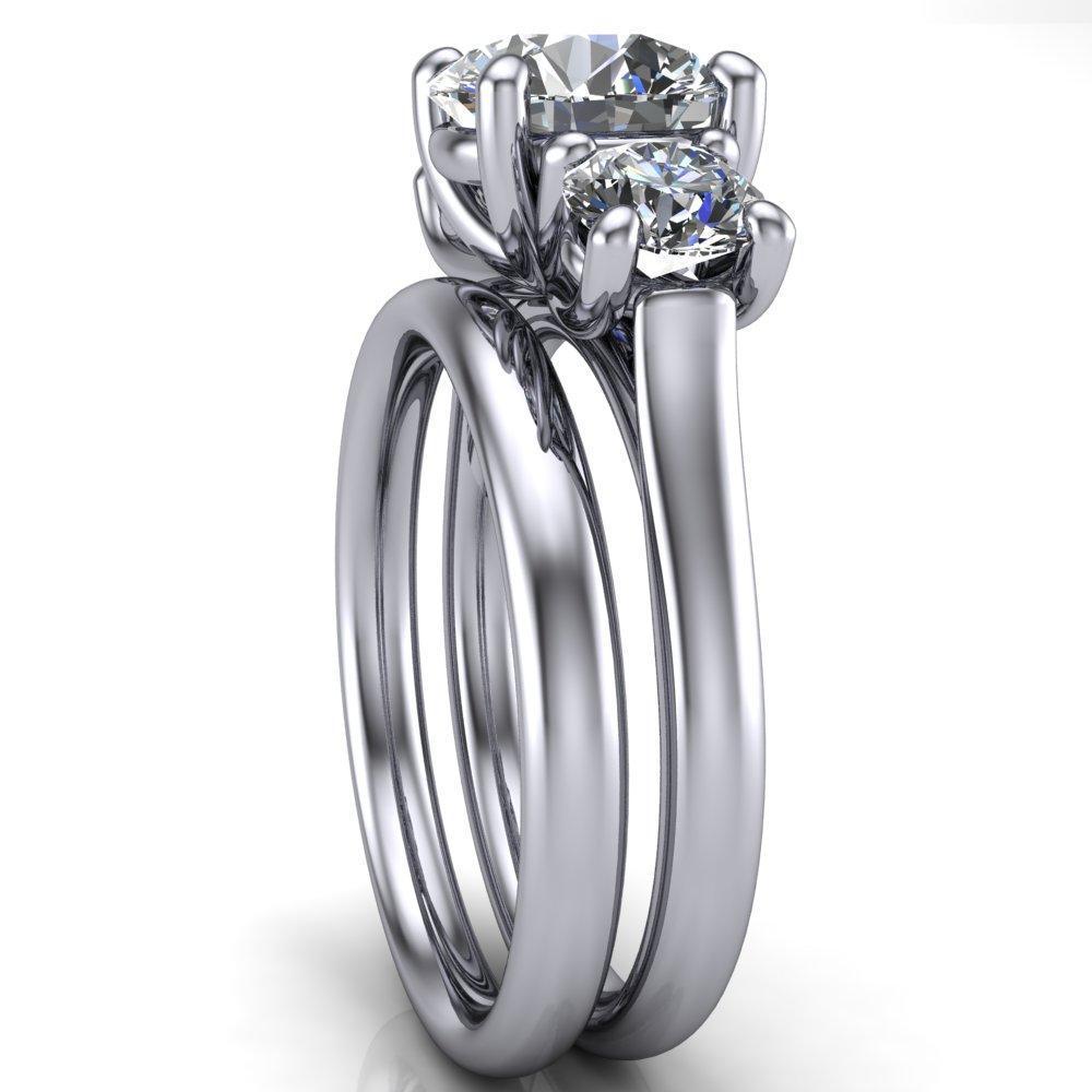Donna Round Moissanite Classic Cathedral 3 Stone Ring-Custom-Made Jewelry-Fire & Brilliance ®
