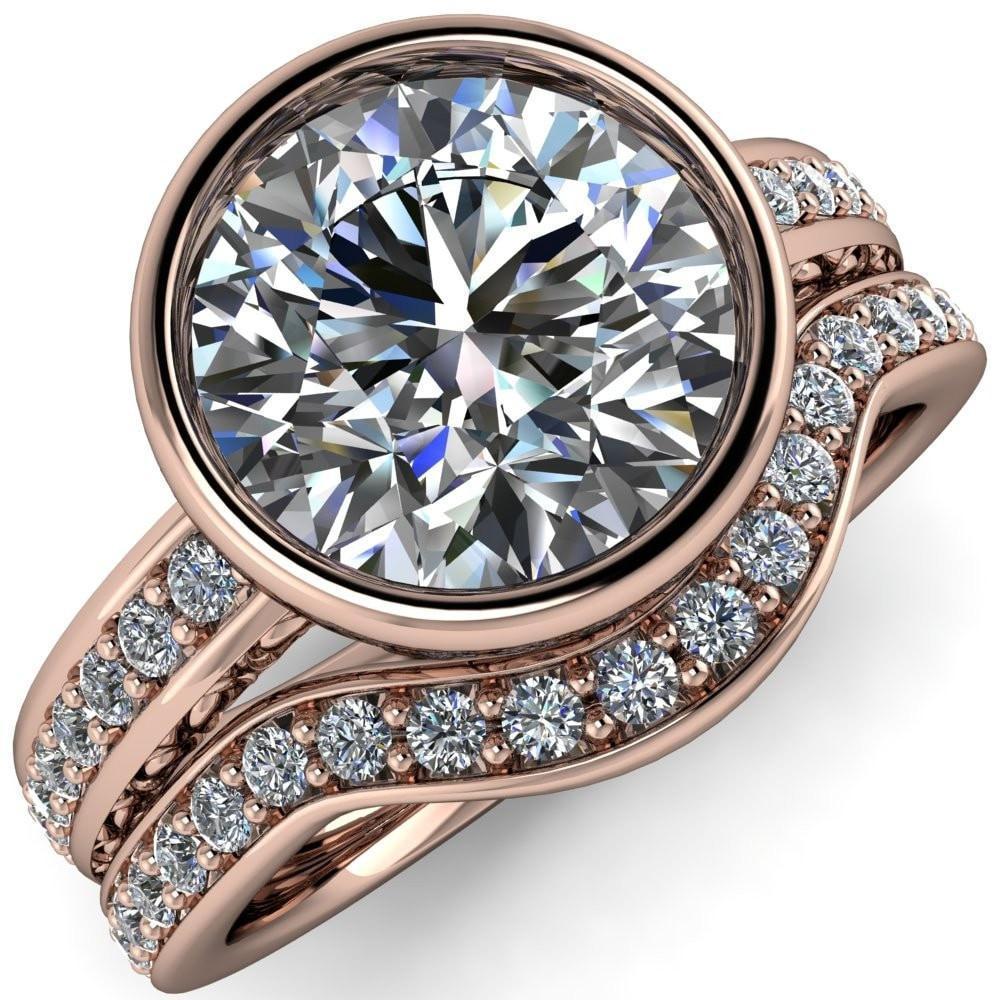 Dorothy Round Moissanite Filigree Bezel and Accent Ring-Custom-Made Jewelry-Fire & Brilliance ®
