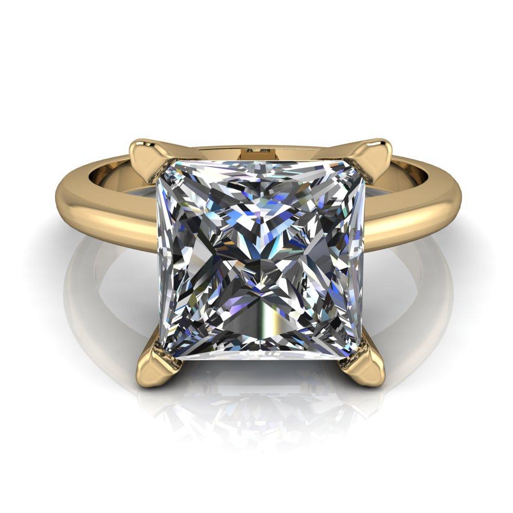 Dynasty Princess/Square Moissanite 4 Prong Under Bezel Engagement Ring-Custom-Made Jewelry-Fire & Brilliance ®