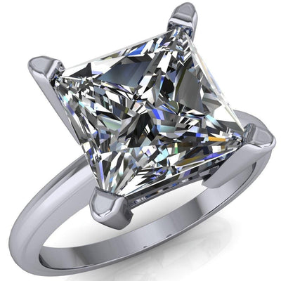 Dynasty Princess/Square Moissanite 4 Prong Under Bezel Engagement Ring-Custom-Made Jewelry-Fire & Brilliance ®