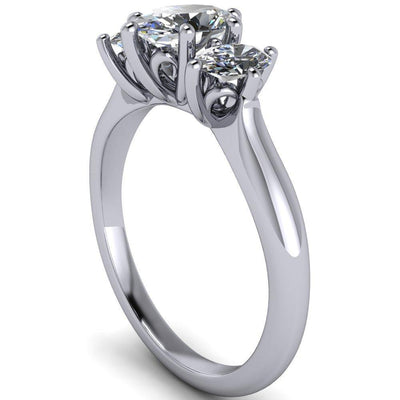 Eireni Oval Moissanite Scroll Basket With Diamond Sides Engagement Ring-Custom-Made Jewelry-Fire & Brilliance ®